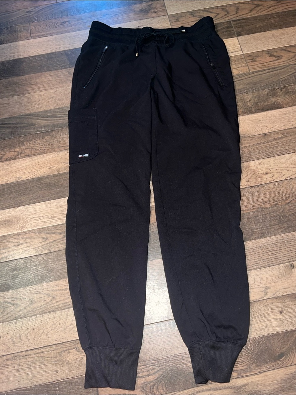 Womens Black Drawstring Jogger Scrub Pants